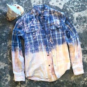 Bleached Blue Plaid Shirt